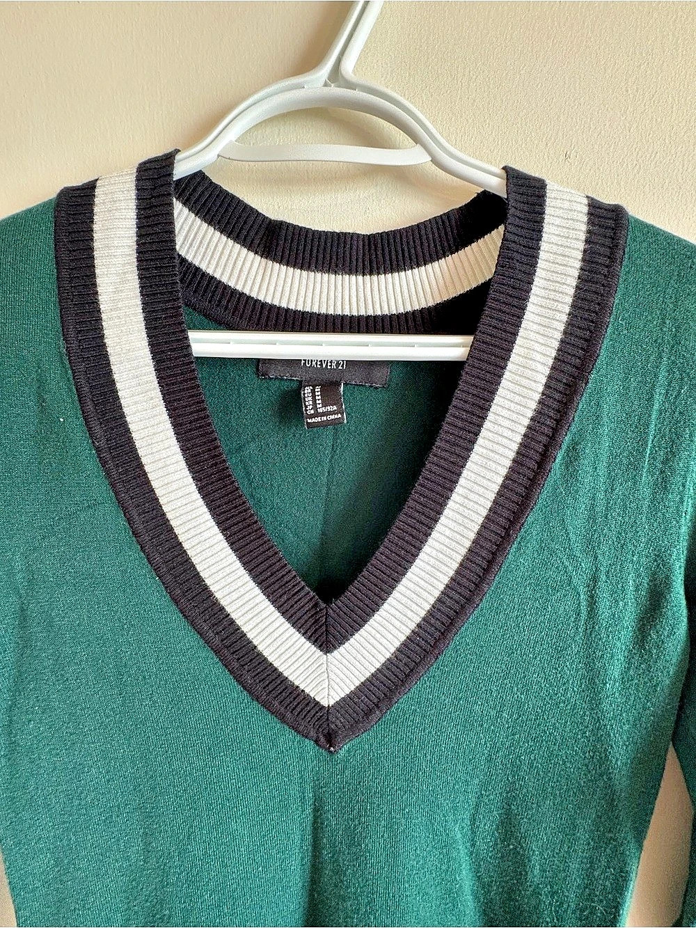 Forever 21 Varsity Striped Sweater Dress Green & Black Size Medium - Picture 4 of 10